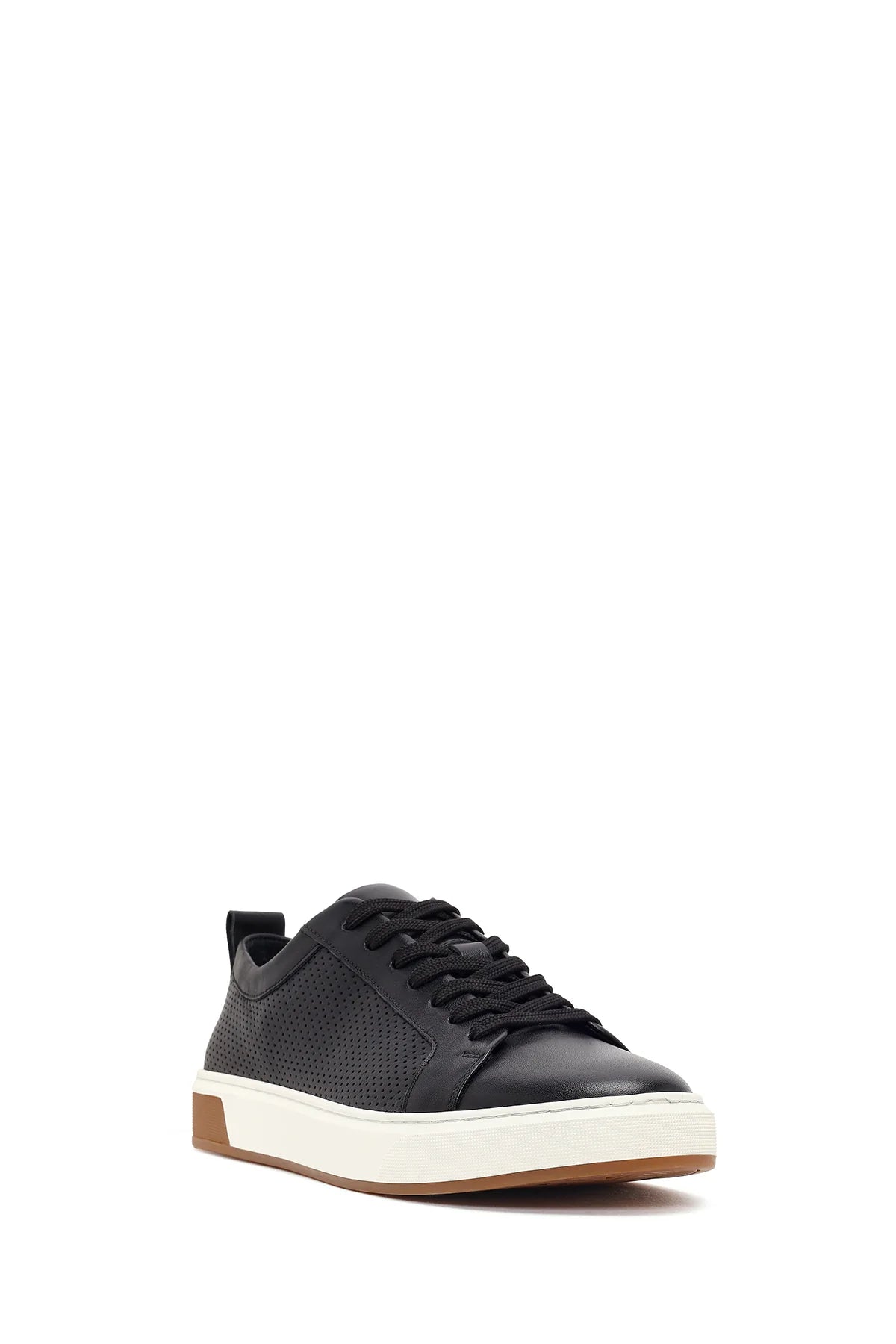Erkek Siyah Bağcıklı Kalın Tabanlı Deri Sneaker