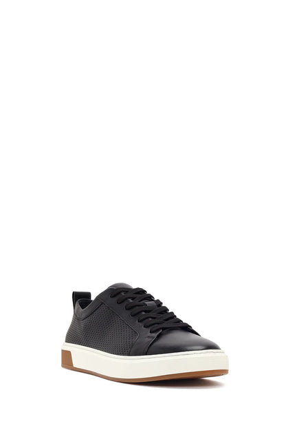 Erkek Siyah Bağcıklı Kalın Tabanlı Deri Sneaker