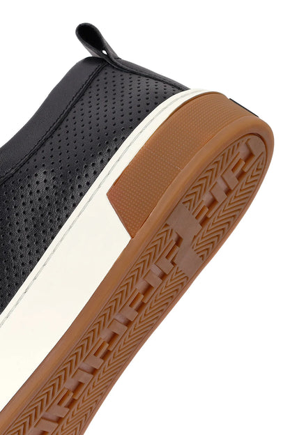 Erkek Siyah Bağcıklı Kalın Tabanlı Deri Sneaker
