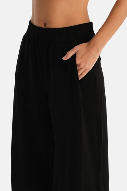 Rib Rayon Karişimli Bol Paça Pantolon