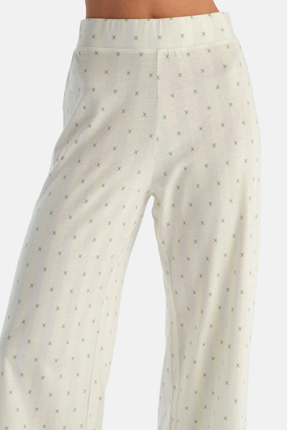 Su Yeşili Geometrik Desenli Gömlek Pantolon Pijama Takımı