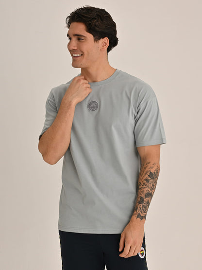Fenerbahçe Gri Tribün Yazı Detaylı Erkek Oversize Tshirt