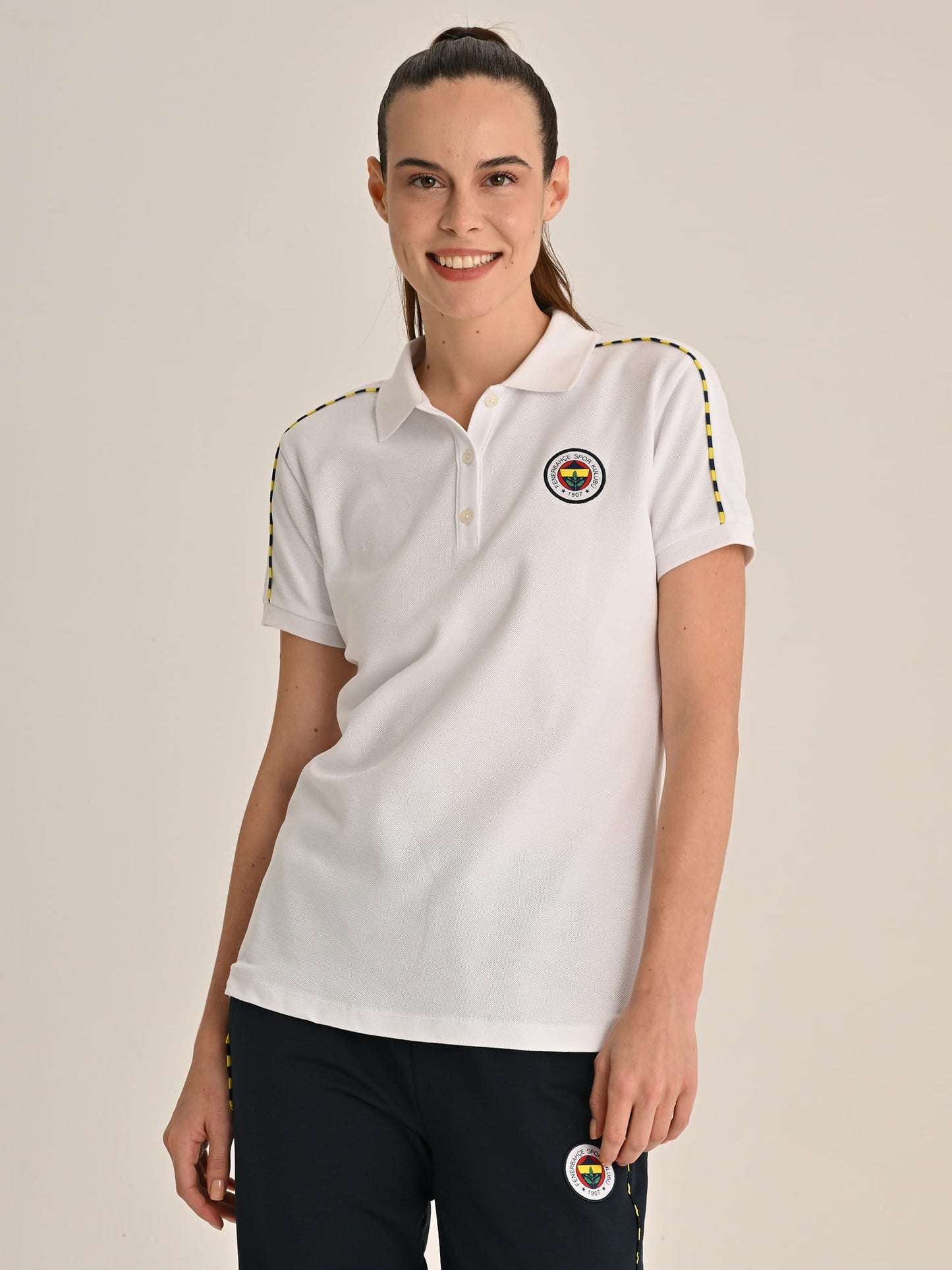 Fenerbahçe Beyaz Tribün Basic Kadın Polo Tshirt
