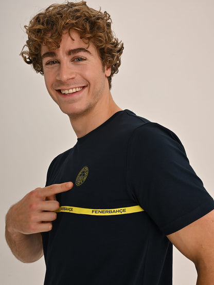 Fenerbahçe Lacivert Tribün Biye Detaylı Erkek Tshirt