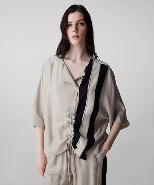 Natürel Ayarlanabilir Büzgülü Colorblock Bluz Is1260006084003 | Ipekyol
