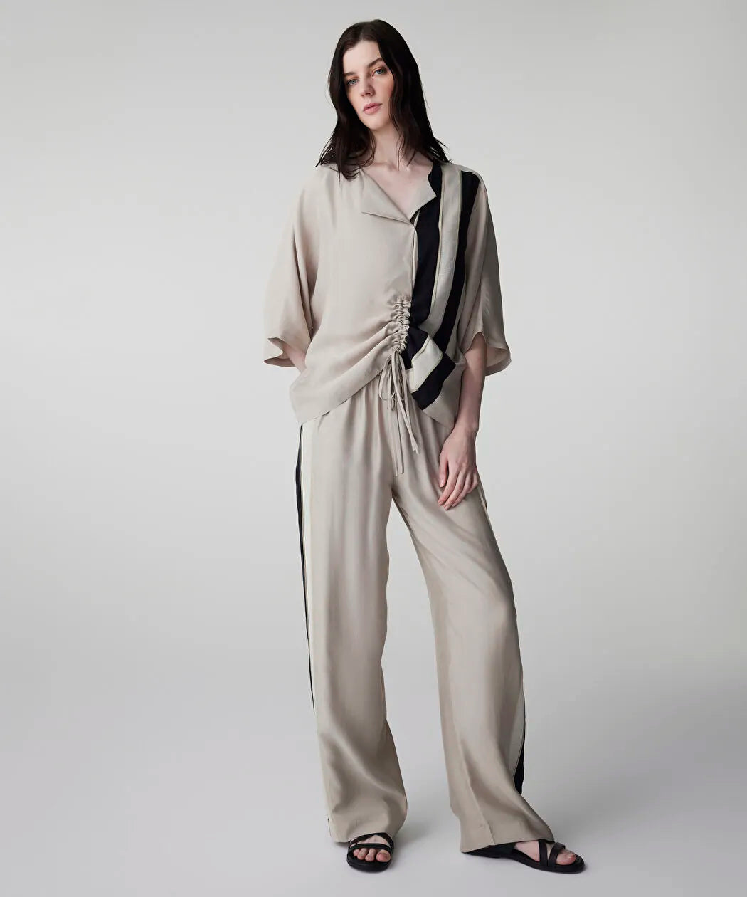 Natürel Ayarlanabilir Büzgülü Colorblock Bluz Is1260006084003 | Ipekyol