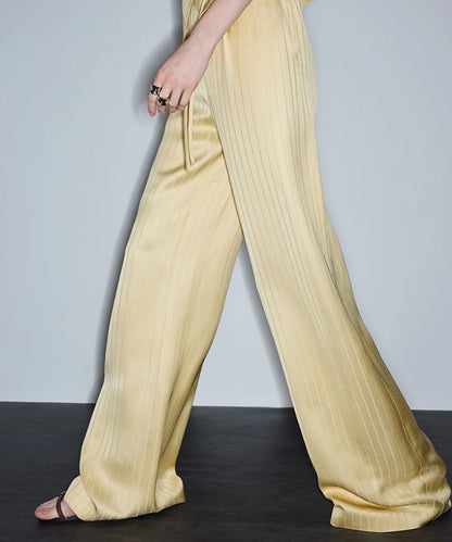 Sarı Çizgi Jakarlı Wide Leg Pantolon Is1260003097984 | Ipekyol