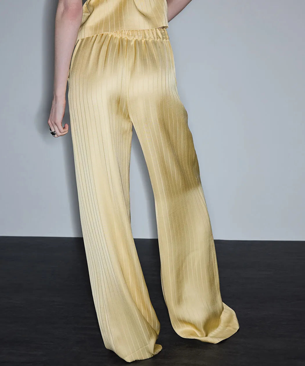 Sarı Çizgi Jakarlı Wide Leg Pantolon Is1260003097984 | Ipekyol