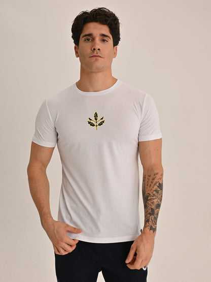 Fenerbahçe Beyaz Tribün Spiral Palamutlu Erkek Oversize Tshirt