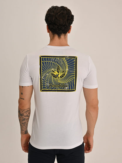 Fenerbahçe Beyaz Tribün Spiral Palamutlu Erkek Oversize Tshirt