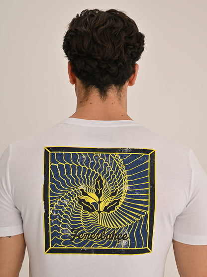Fenerbahçe Beyaz Tribün Spiral Palamutlu Erkek Oversize Tshirt