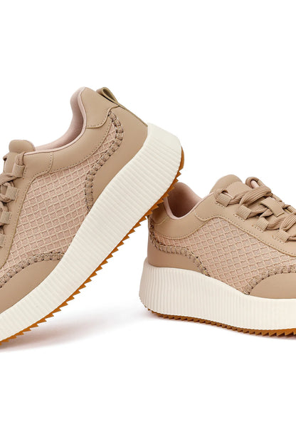 Kadın Bej Kalın Tabanlı Sneaker
