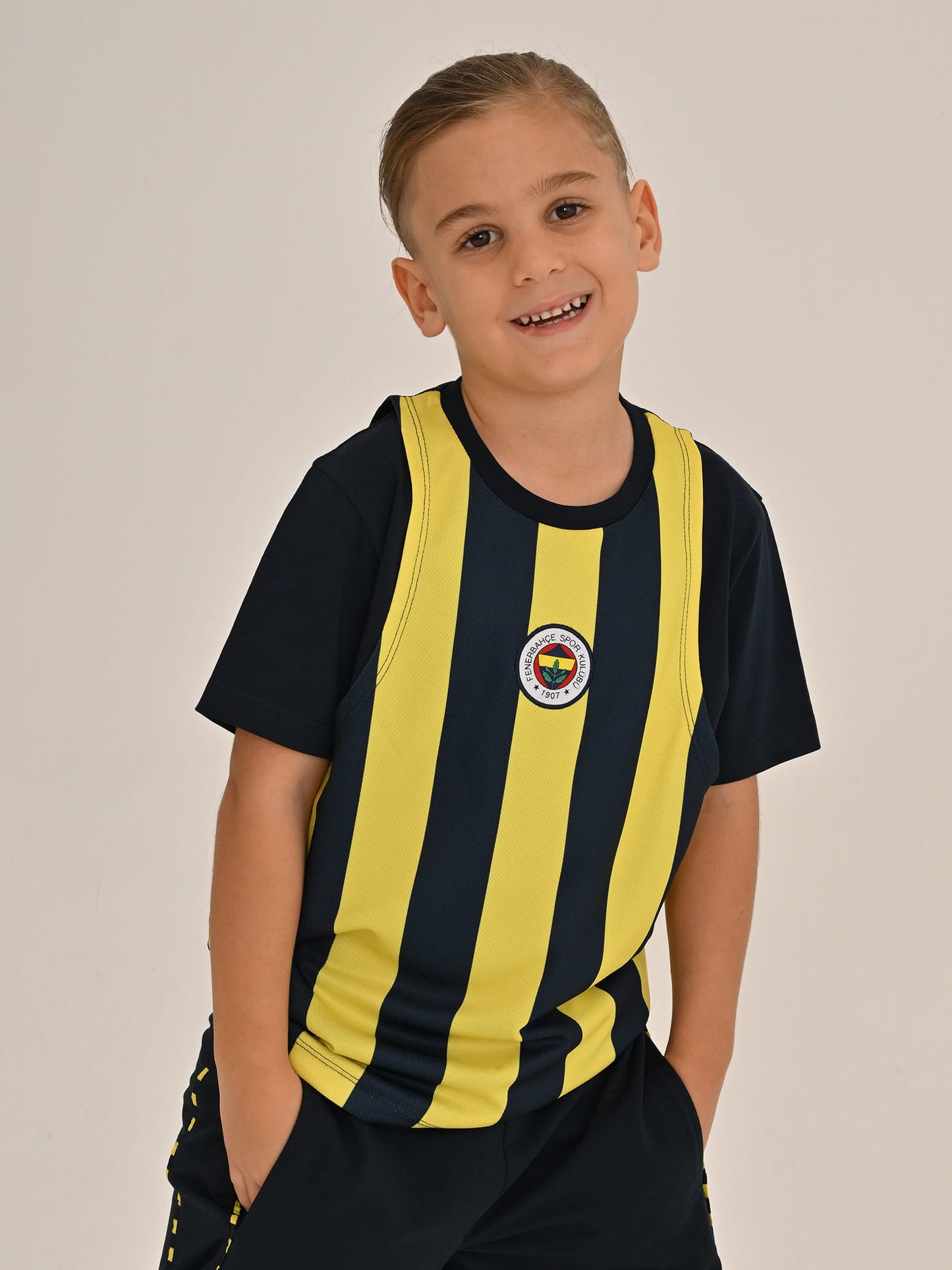 Fenerbahçe Sarı Lacivert Tribün Çubuklu Çocuk Tshirt