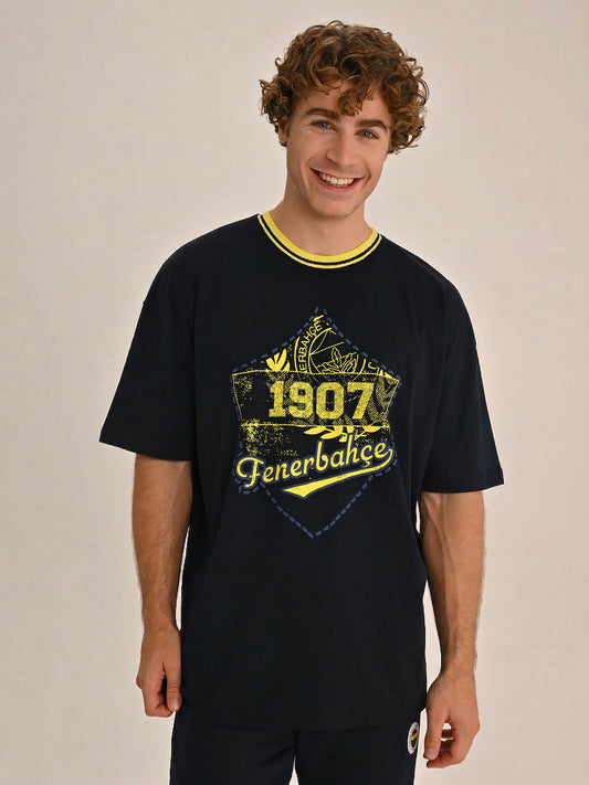 Fenerbahçe Lacivert Kolej 1907 Erkek Oversize Tshirt