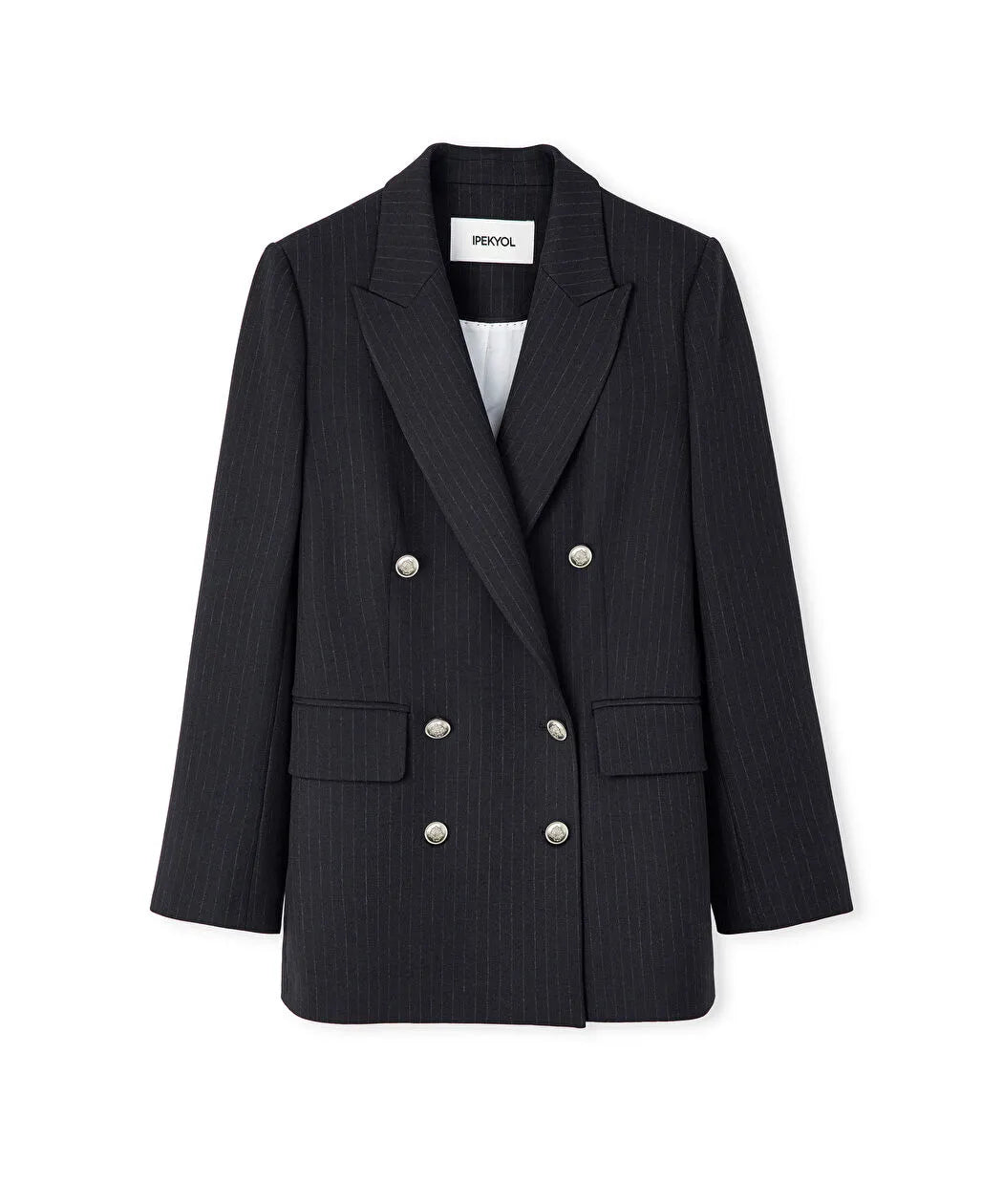 Lacivert Çizgi Desen Metal Düğmeli Blazer Is1260106009015 | Ipekyol