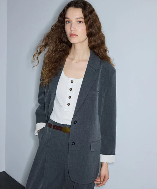 Gri Vatkalı Raw Edge Blazer Is1260106038005 | Ipekyol