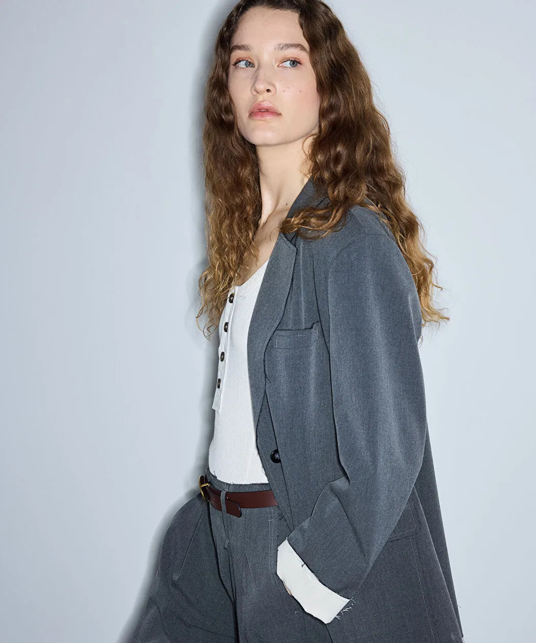 Gri Vatkalı Raw Edge Blazer Is1260106038005 | Ipekyol