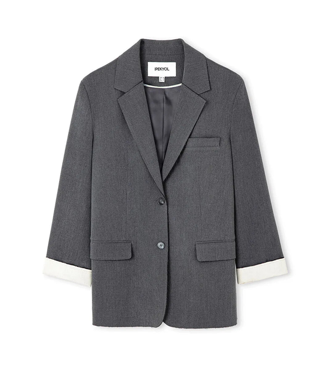 Gri Vatkalı Raw Edge Blazer Is1260106038005 | Ipekyol