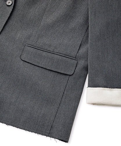 Gri Vatkalı Raw Edge Blazer Is1260106038005 | Ipekyol