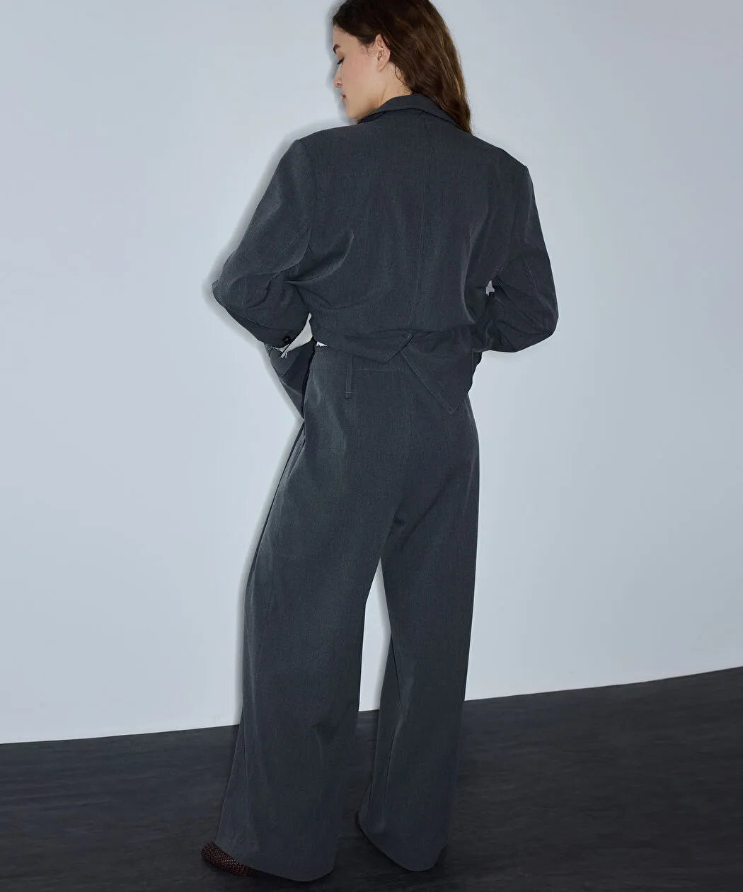 Gri Raw Edge Wide Leg Pantolon Is1260003274005 | Ipekyol