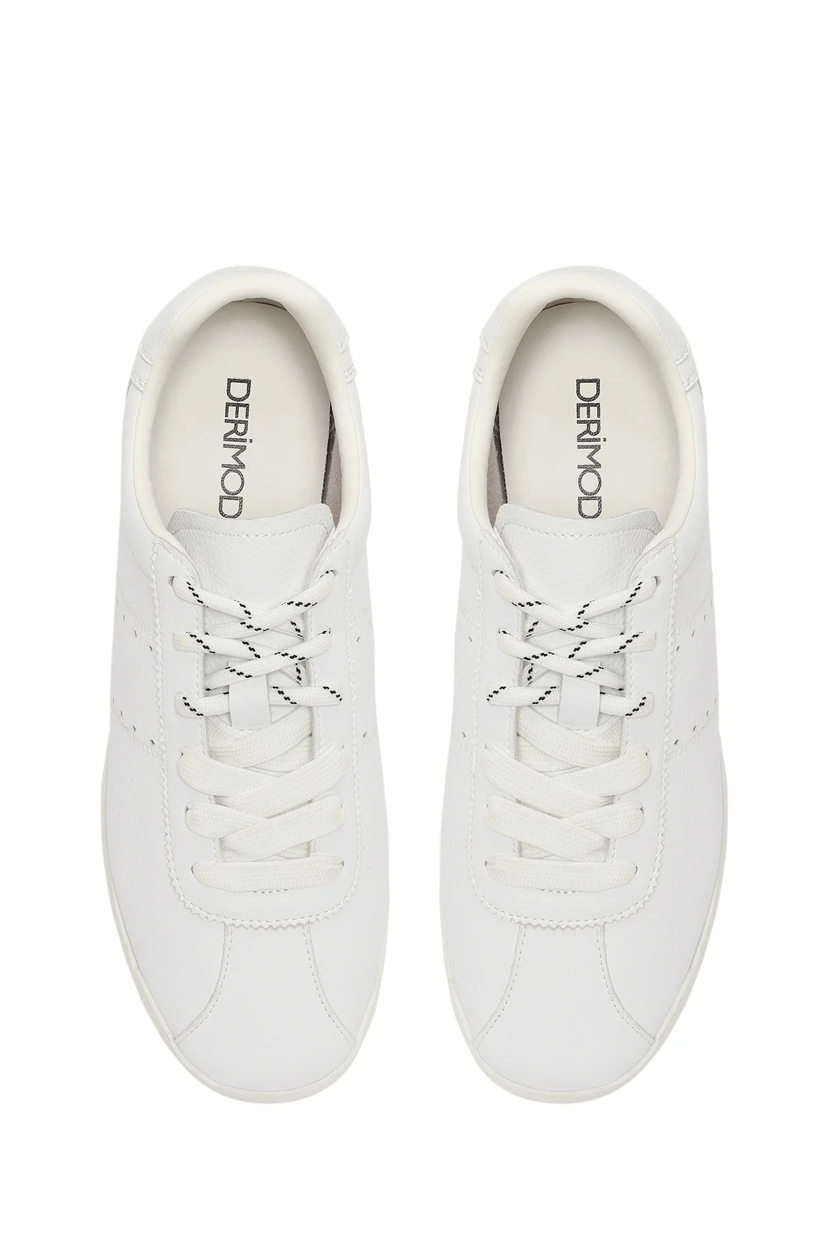 Kadın Beyaz Bağcıklı Deri Sneaker
