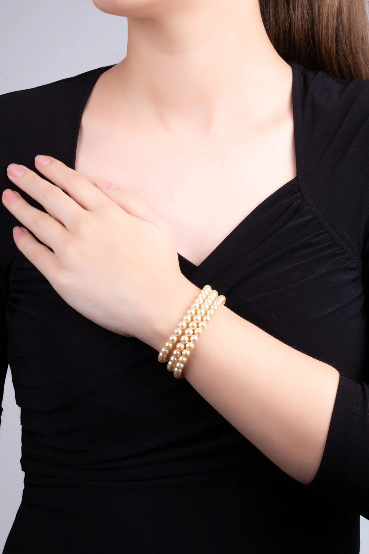 Charlotte 18 Ayar Sarı Altın Kaplama 20 Cm Gümüş Inci Bileklik 1168556244