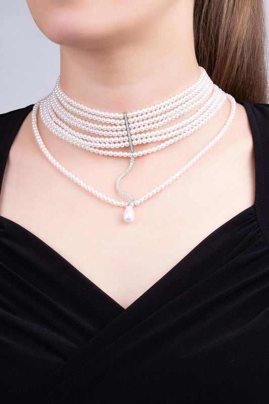 Emma 18 Ayar Beyaz Altın Kaplama 41 Cm Gümüş Choker Kolye 1180466299