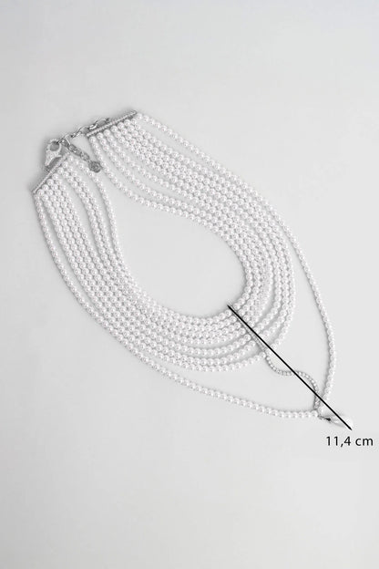 Emma 18 Ayar Beyaz Altın Kaplama 41 Cm Gümüş Choker Kolye 1180466299