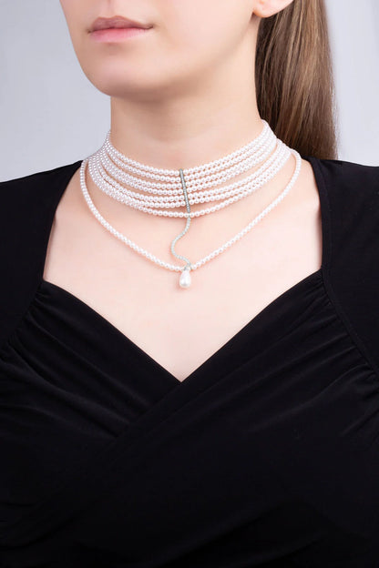 Emma 18 Ayar Beyaz Altın Kaplama 41 Cm Gümüş Choker Kolye 1180466299