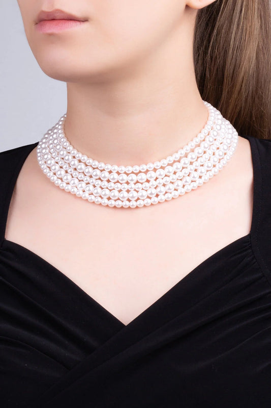 Barbara 18 Ayar Beyaz Altın Kaplama 42 Cm Gümüş Choker Kolye 1180456299
