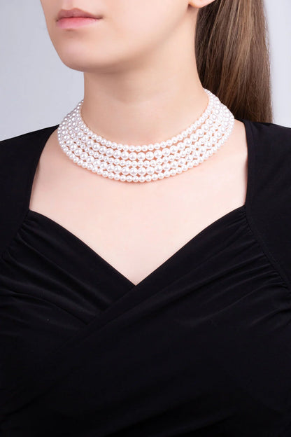 Barbara 18 Ayar Beyaz Altın Kaplama 42 Cm Gümüş Choker Kolye 1180456299
