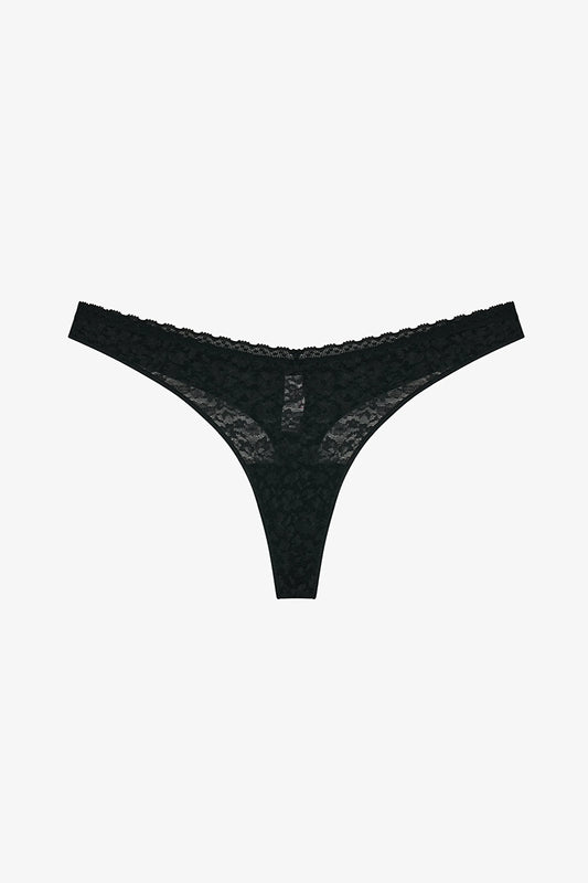 Siyah Easy Lace Dantel V Model Tanga Külot