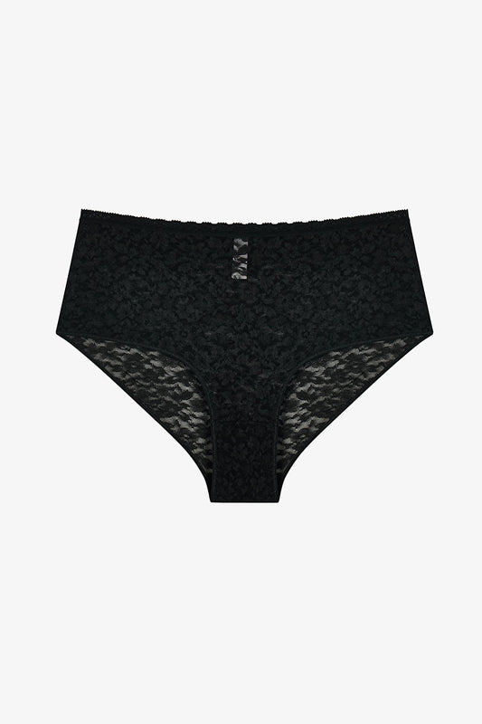 Siyah Easy Lace Dantel Yüksek Bel Slip Külot