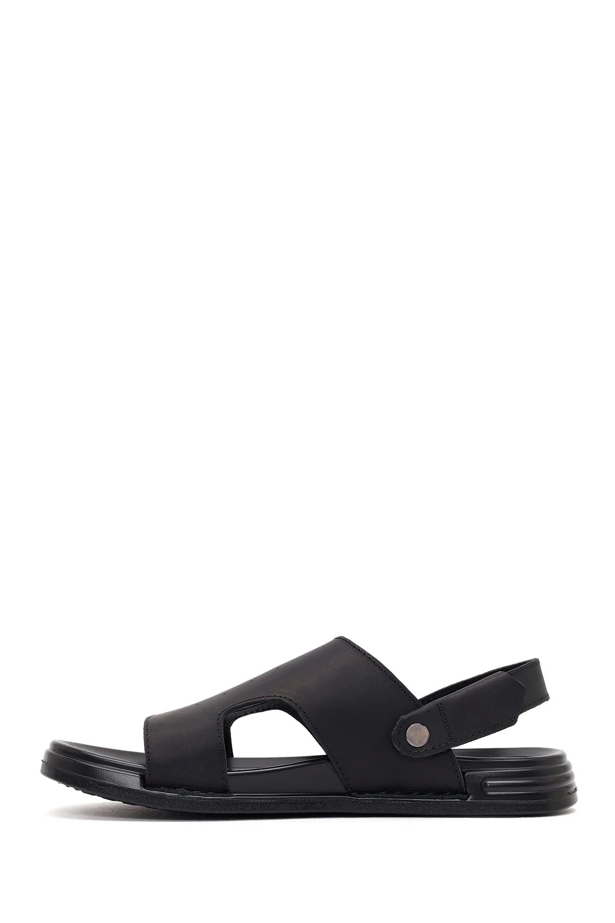 Erkek Siyah Nubuk Deri Sandalet