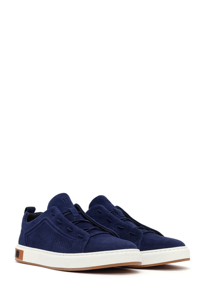 Erkek Mavi Bağcıklı Süet Deri Sneaker