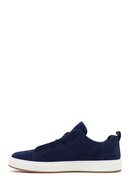 Erkek Mavi Bağcıklı Süet Deri Sneaker