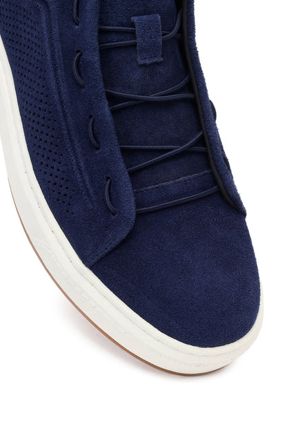 Erkek Mavi Bağcıklı Süet Deri Sneaker