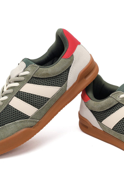 Kadın Yeşil Bağcıklı Deri Sneaker