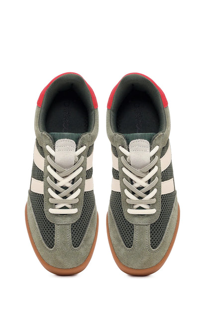 Kadın Yeşil Bağcıklı Deri Sneaker