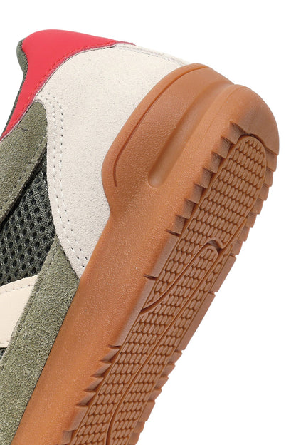 Kadın Yeşil Bağcıklı Deri Sneaker