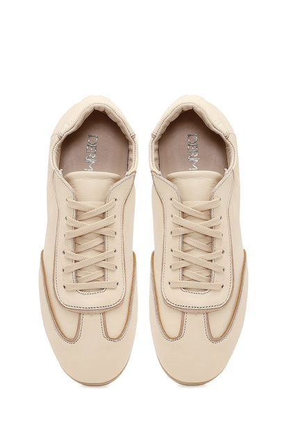 Kadın Bej Bağcıklı Deri Sneaker