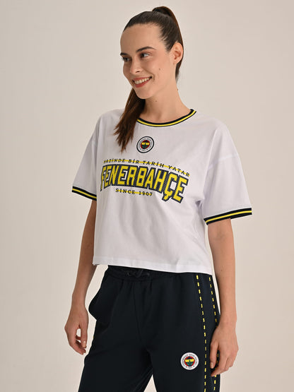 Fenerbahçe Beyaz Tribün Mazinde Bir Tarih Yatar Kadın Oversize Crop Tshirt