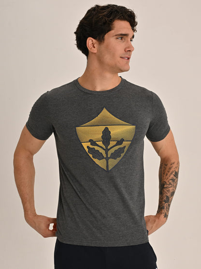 Fenerbahçe Gri Melanj Tribün Gold Armalı Erkek Tshirt