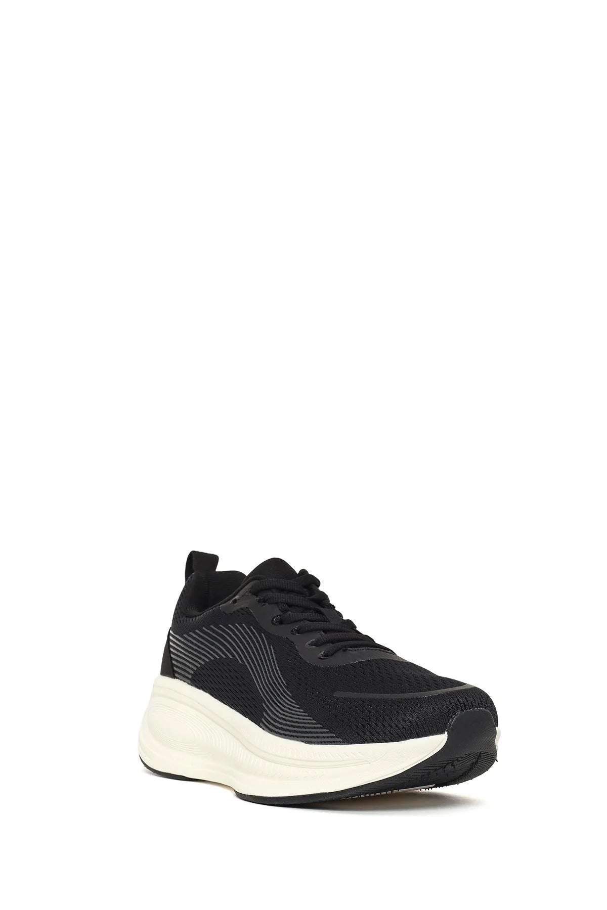 Derimod Zero Kadın Siyah Bağcıklı Kalın Tabanlı Kumaş Sneaker