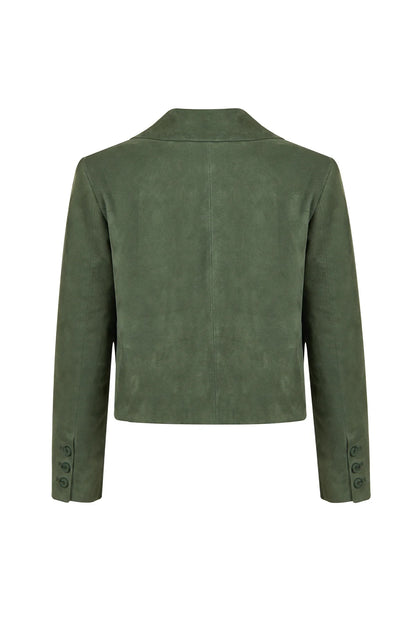 Cassandra Kadın Yeşil Slim-fit Süet Deri Ceket