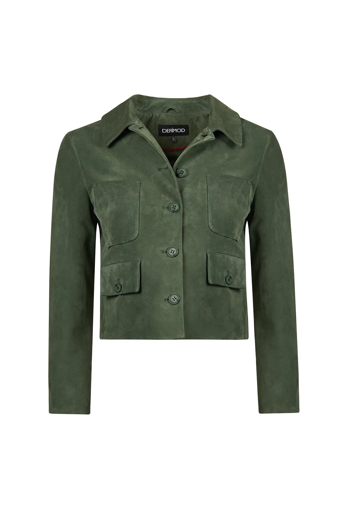 Cassandra Kadın Yeşil Slim-fit Süet Deri Ceket