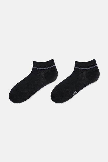 Gri Melanj-siyah Erkek 2'li Micro Modal Klasik Patik Çorap