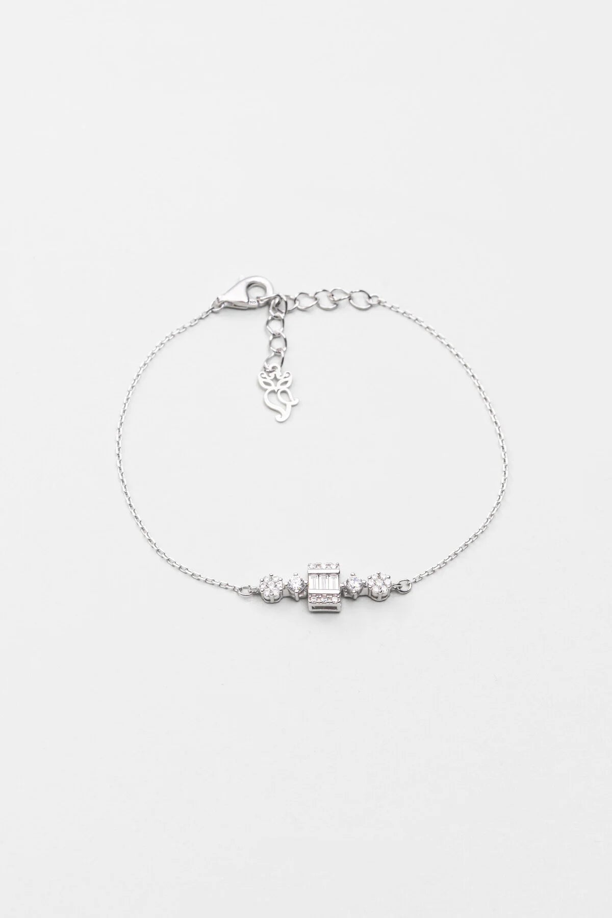 Işık Yolu 18 Ayar Beyaz Altın Kaplama 19 Cm Gümüş Bileklik 5211880199