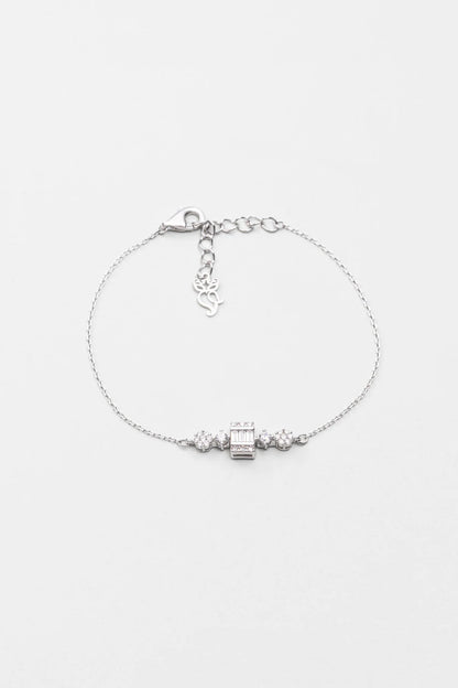 Işık Yolu 18 Ayar Beyaz Altın Kaplama 19 Cm Gümüş Bileklik 5211880199