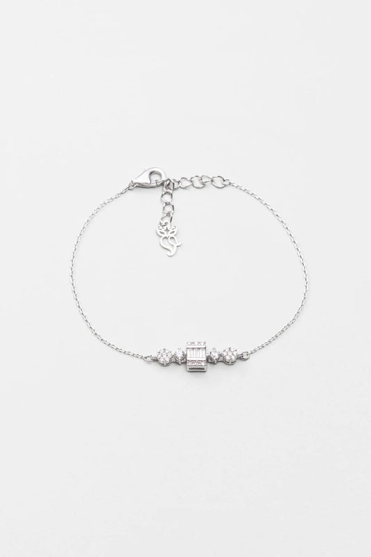 Işık Yolu 18 Ayar Beyaz Altın Kaplama 19 Cm Gümüş Bileklik 5211880199
